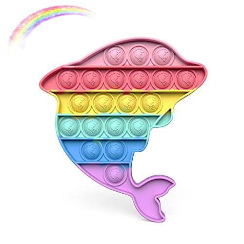 Kikmio Pop Fidget Toys Set of 2 Rainbow Push Pop Bubble Fidget Sensory Toys Fidget Pack Stress Reliever Toys Fidget Toy Squeeze Sensory Toy for Autism Special Needs 